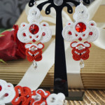 Kolczyki ślubne sutasz „Red Wedding”