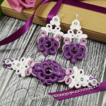 Komplet biżuterii ślubnej sutasz "Violet & White"